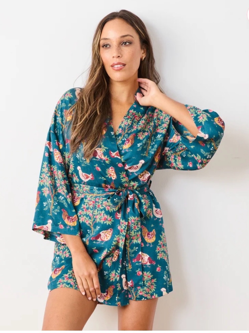Printfresh Glam mini robe in Hen House